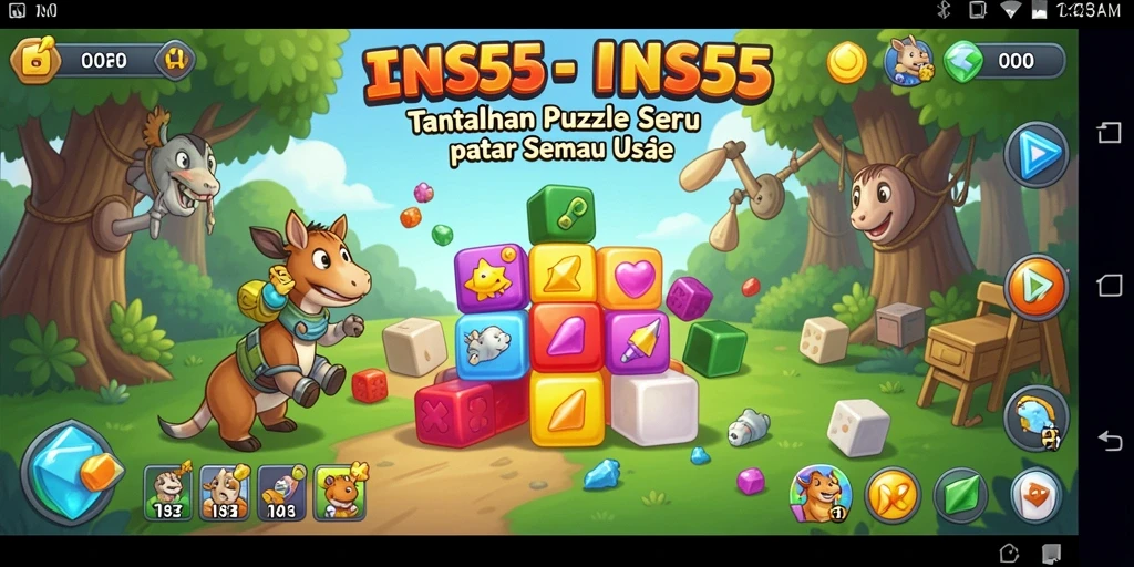 Tangkapan layar utama INS55 menunjukkan gameplay Puzzle yang mendebarkan.