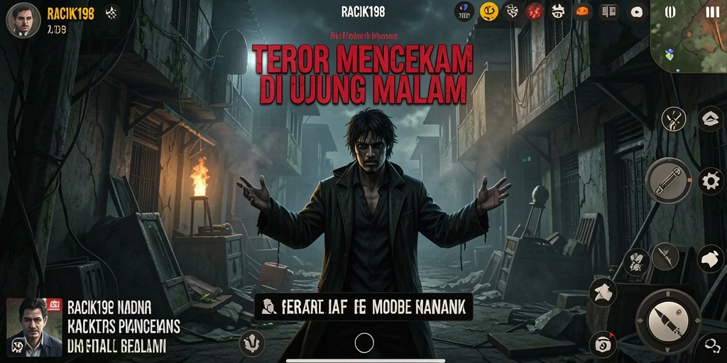 Screenshot gameplay <strong>RACIK198</strong> menunjukkan suasana gelap yang mencekam.