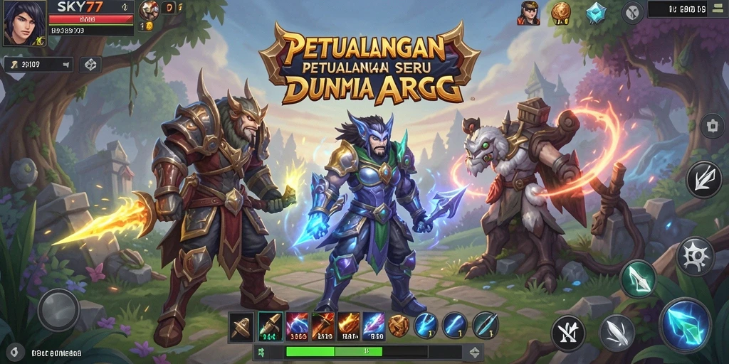 Tangkapan layar gameplay yang menampilkan pertarungan epik dalam dunia SKY77.