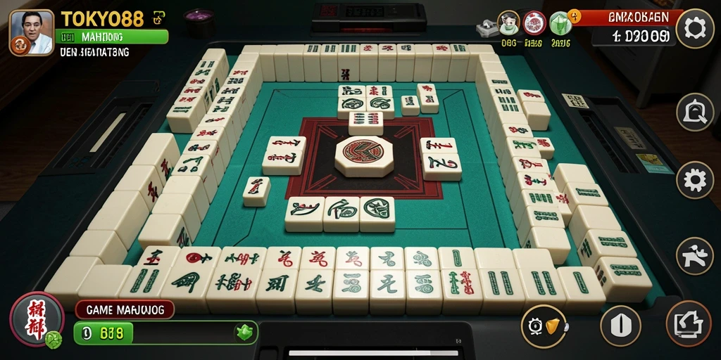 Screenshot gameplay TOKYO88 yang menampilkan berbagai ubin Mahjong.